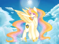 Size: 1083x812 | Tagged: safe, princess celestia, oc, oc only, oc:storm shield, alicorn, alicornified, fusion, horseshoes, race swap, solo