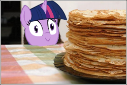 Size: 600x403 | Tagged: safe, edit, twilight sparkle, exploitable meme, meme, pancakes, pure unfiltered evil, ruined forever, spilled milk