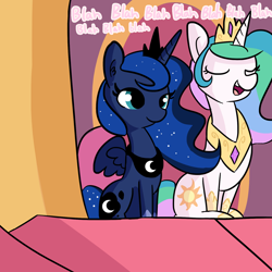 Size: 1650x1650 | Tagged: safe, artist:tjpones, princess celestia, princess luna, alicorn, pony, blah blah blah, duo, female, mare, sitting, throne