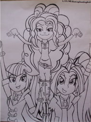 Size: 1080x1440 | Tagged: safe, artist:blazingdazzlingdusk, adagio dazzle, aria blaze, sonata dusk, equestria girls, rainbow rocks, drawing, the dazzlings, traditional art