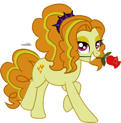 Size: 928x941 | Tagged: safe, artist:modalina, adagio dazzle, earth pony, pony, equestria girls, rainbow rocks, bedroom eyes, equestria girls ponified, mouth hold, ponified, rose, simple background, solo, the dazzlings, transparent background