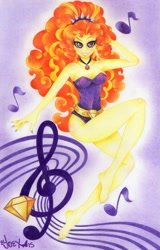 Size: 1943x3041 | Tagged: safe, artist:eljoeydesigns, adagio dazzle, equestria girls, armpits, blushing, gem, legs, solo, treble clef