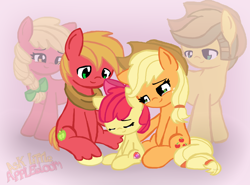 Size: 3100x2300 | Tagged: safe, artist:arielsbx, apple bloom, applejack, big macintosh, earth pony, pony, apple siblings, applejack's parents, cutie mark, eyes closed, female, filly, male, mare, stallion, the cmc's cutie marks, zoom layer