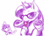 Size: 974x800 | Tagged: safe, rarity, spike, dragon, pony, unicorn, secret of my excess, biting, glasses, ruby, scared, sketch