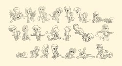 Size: 1917x1034 | Tagged: safe, artist:freeedon, fluttershy, pegasus, pony, cute, flying, monochrome, on back, prone, shyabetes, sketch, sketch dump, sleeping, windswept mane