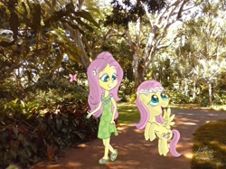 Size: 2048x1532 | Tagged: safe, artist:newportmuse, fluttershy, equestria girls, duo, equestria girls in real life, floral head wreath, hawaii, haywaii, human ponidox, irl, photo, ponies in real life, sandals, self ponidox