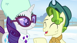 Size: 1280x720 | Tagged: safe, screencap, pistachio, rarity, pony, unicorn, best gift ever