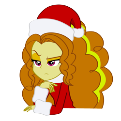 Size: 2000x2000 | Tagged: safe, artist:backgrounduser, artist:digiradiance, edit, adagio dazzle, equestria girls, rainbow rocks, clothes, hat, inkscape, raised eyebrow, santa costume, santa hat, simple background, sitting, solo, transparent background, vector, vector edit