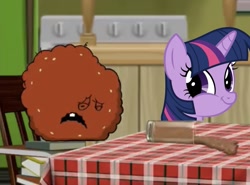 Size: 1125x833 | Tagged: safe, edit, twilight sparkle, pony, aqua teen hunger force, chocolate, chocolate milk, everything is ruined, exploitable meme, meatwad, meme, milk, pure unfiltered evil, spilled milk