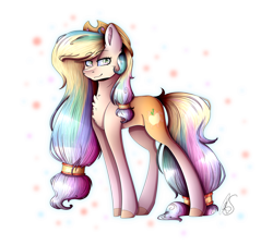 Size: 1765x1589 | Tagged: safe, artist:norica-official, applejack, princess celestia, earth pony, pony, abstract background, cutie mark, female, fusion, hair tie, hat, mare, simple background, solo, transparent background