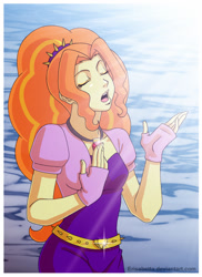 Size: 865x1185 | Tagged: safe, artist:erisabetta, adagio dazzle, equestria girls, eyes closed, ocean, singing, solo