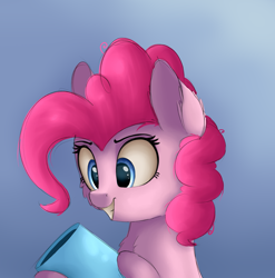 Size: 1904x1928 | Tagged: safe, artist:vanillaghosties, pinkie pie, earth pony, pony, party cannon, plotting, solo