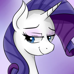 Size: 500x500 | Tagged: safe, artist:dashy21, rarity, pony, unicorn, bust, female, lidded eyes, mare, portrait, smiling, solo