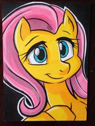 Size: 1024x1365 | Tagged: safe, artist:joshuadraws, fluttershy, pegasus, pony, bust, looking at you, portrait, solo, traditional art