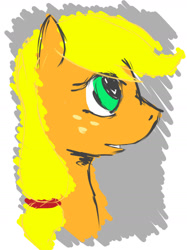 Size: 1280x1707 | Tagged: safe, artist:arcanelexicon, applejack, earth pony, pony, blonde mane, female, mare, missing accessory, orange coat, solo