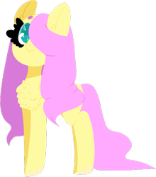 Size: 589x669 | Tagged: safe, artist:pondee, fluttershy, pegasus, pony, chest fluff, fluffy, hair over one eye, looking at you, simple background, solo, standing, transparent background