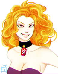 Size: 900x1160 | Tagged: safe, artist:slyblue7, adagio dazzle, human, chromatic aberration, cleavage, female, humanized, solo