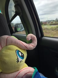 Size: 720x960 | Tagged: safe, artist:bradleysigar, photographer:bradleysigar, fluttershy, car, irl, malaysia, photo, plushie, solo