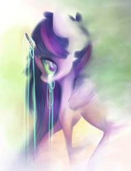 Size: 631x822 | Tagged: safe, artist:dear-cotton-candy, derpibooru import, twilight sparkle, twilight sparkle (alicorn), alicorn, pony, crying, female, mare, sad, solo, surreal