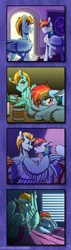Size: 1181x4170 | Tagged: safe, artist:inuhoshi-to-darkpen, derpibooru import, lightning dust, rainbow dash, pegasus, pony, bed, blushing, chest fluff, cider, crying, double facehoof, drunk, drunker dash, ear fluff, facehoof, facewing, feathered fetlocks, female, hoof fluff, lesbian, long description, mare, mistakes were made, mug, one-night stand, rainbowdust, shipping, story included