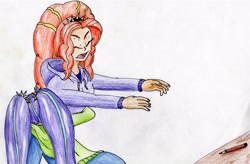 Size: 3341x2187 | Tagged: safe, artist:40kponyguy, derpibooru exclusive, adagio dazzle, aria blaze, equestria girls, that orange pencil, traditional art