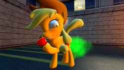 Size: 1920x1080 | Tagged: safe, artist:tacko marceno, applejack, earth pony, pony, 3d, apple, fart, food, gmod, solo