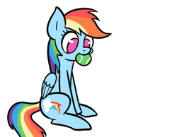 Size: 900x700 | Tagged: safe, artist:riotsweetly, derpibooru import, rainbow dash, pegasus, pony, female, folded wings, mare, mouth hold, simple background, solo, tennis ball, white background, wings