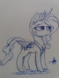 Size: 3096x4128 | Tagged: safe, artist:ironbeastz, princess celestia, alicorn, pony, monochrome, solo, traditional art