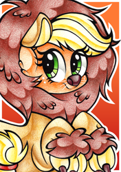 Size: 1024x1457 | Tagged: safe, artist:j-lin-mlp, applejack, earth pony, pony, applelion, clothes, solo, traditional art