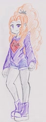 Size: 1127x2987 | Tagged: safe, artist:orochivanus, adagio dazzle, equestria girls, boots, clothes, converse, daisy dukes, shoes, shorts, sneakers, solo, sweater, traditional art