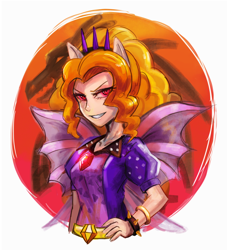 Size: 800x882 | Tagged: safe, artist:tzc, adagio dazzle, equestria girls, fin wings, ponied up, pony ears, solo