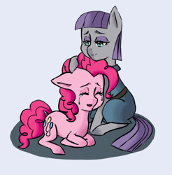 Size: 1024x1042 | Tagged: safe, artist:maveriel, maud pie, pinkie pie, earth pony, pony, comforting, crying, sisters