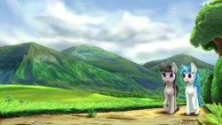 Size: 1824x1026 | Tagged: dead source, safe, artist:sonicrainboom93, dj pon-3, octavia melody, vinyl scratch, earth pony, pony, scenery