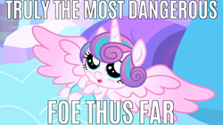 Size: 1280x720 | Tagged: safe, screencap, princess flurry heart, pony, the crystalling, baby, baby pony, caption, image macro, meme, princess doom heart, pure unfiltered evil, solo, text