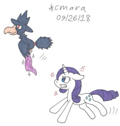 Size: 1290x1357 | Tagged: safe, artist:cmara, rarity, pony, unicorn, crossover, murkrow, pokémon, traditional art