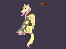 Size: 1600x1200 | Tagged: safe, artist:z-010, edit, fluttershy, dog, armor, dogified, helmet, solo, species swap