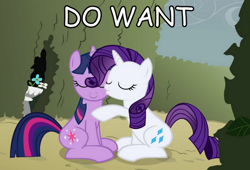 Size: 796x540 | Tagged: safe, derpibooru import, rarity, twilight sparkle, pony, unicorn, comic sans, female, image macro, lesbian, meme, rarilight, shipping