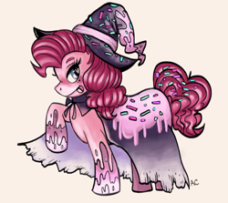 Size: 1044x932 | Tagged: safe, artist:superribbongirl, pinkie pie, earth pony, pony, cupcake, food, hat, heart eyes, nightmare night, solo, wingding eyes, witch, witch hat