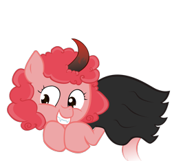 Size: 1501x1407 | Tagged: artist needed, safe, artist:ficficponyfic, color edit, edit, edited edit, oc, oc only, oc:pipadeaxkor, demon, demon pony, color, colored, colt quest, cute, disguise, evil, evil grin, fangs, female, floating, giggling, horn, illusion, pure unfiltered evil, simple background, solo, transparent background, vector, vector edit