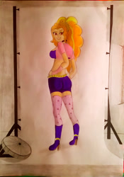 Size: 1050x1500 | Tagged: safe, artist:faad, derpibooru exclusive, adagio dazzle, equestria girls, felt tip, pencil, smiling, solo, traditional art