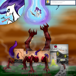 Size: 5000x5000 | Tagged: safe, artist:nekomellow, rarity, pony, unicorn, absurd resolution, applebee's, meme, rarity fighting a giant applebee's, reversalmushroom, tumblr