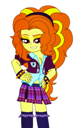 Size: 600x930 | Tagged: safe, artist:cbear624, adagio dazzle, equestria girls, cleavage, clothes, crystal prep academy uniform, female, looking at you, school uniform, sexy, solo