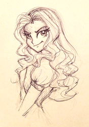 Size: 760x1088 | Tagged: safe, artist:buttersprinkle, adagio dazzle, equestria girls, pen drawing, sketch, solo, traditional art