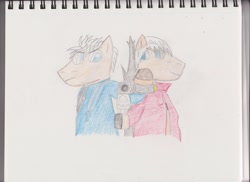 Size: 3501x2550 | Tagged: safe, artist:theimmortalwolf, crossover, dante, devil may cry, gun, gunslinger, ponified, vergil