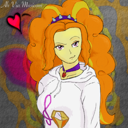 Size: 1000x1000 | Tagged: safe, artist:verbose, adagio dazzle, equestria girls, clothes, fanfic art, fanfic cover, hoodie, solo