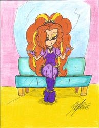 Size: 5100x6600 | Tagged: safe, artist:artponymdp, adagio dazzle, equestria girls, absurd resolution, sitting, sofa, solo, traditional art