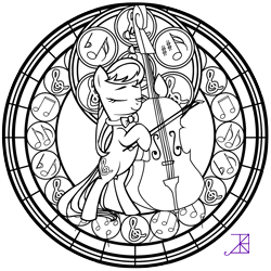 Size: 1600x1600 | Tagged: safe, artist:akili-amethyst, octavia melody, earth pony, pony, female, lineart, mare, solo, stained glass