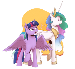 Size: 2880x2640 | Tagged: safe, artist:saturdaymorningproj, princess celestia, twilight sparkle, twilight sparkle (alicorn), alicorn, pony, argument, duo, female, horn, looking at each other, mare, simple background, transparent background, wings