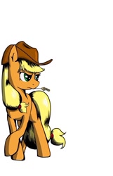 Size: 548x849 | Tagged: safe, artist:mizore43, applejack, earth pony, pony, applejack's hat, blonde, blonde mane, blonde tail, female, green eyes, mare, orange coat, solo