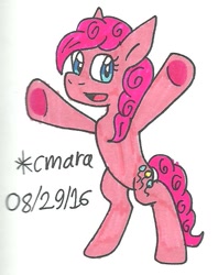 Size: 529x667 | Tagged: safe, artist:cmara, pinkie pie, pony, bipedal, solo, traditional art